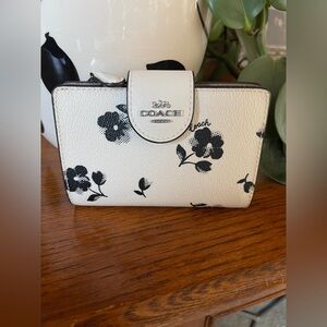 Coach White and Black Floral Wallet